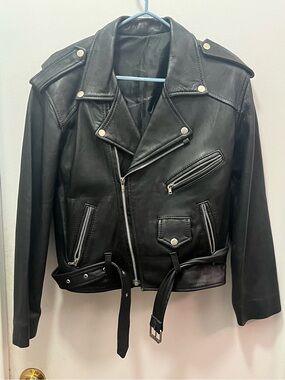 Women’s Leather Biker Jacker, XL, fits smaller,